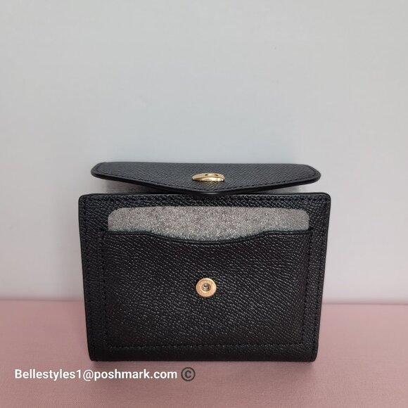 COACH Wyn Crossgrain Leather Small Leather Wallet- Black color - Picture 10 of 16